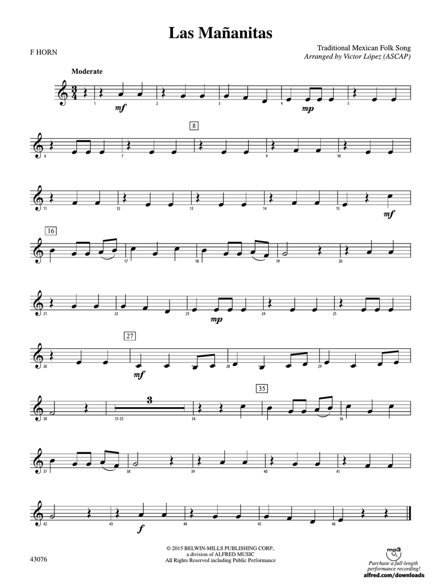 Las Mañanitas: 1st F Horn