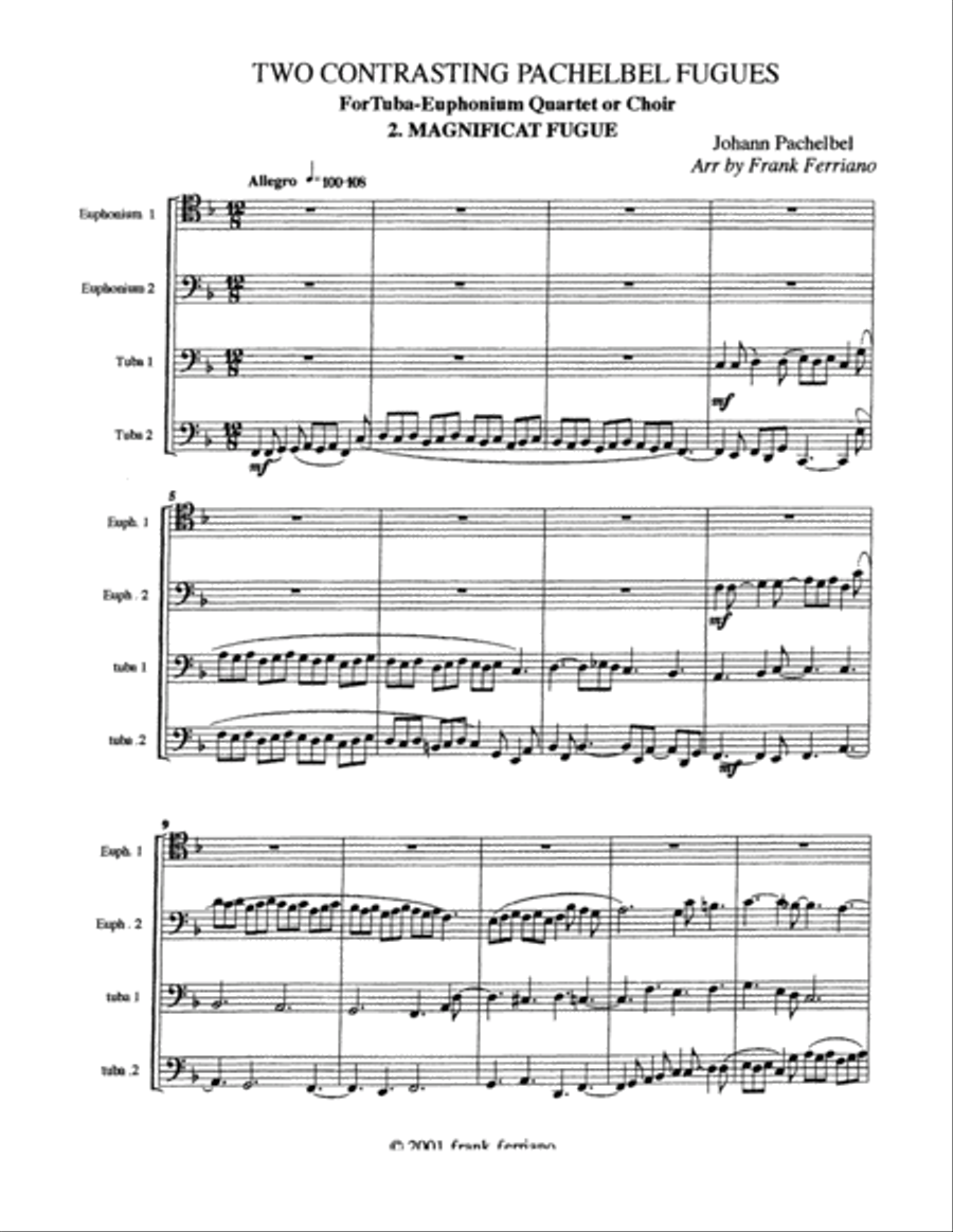 Two Contrasting Pachelbel Fugues Tuba scores gallery preview page 5