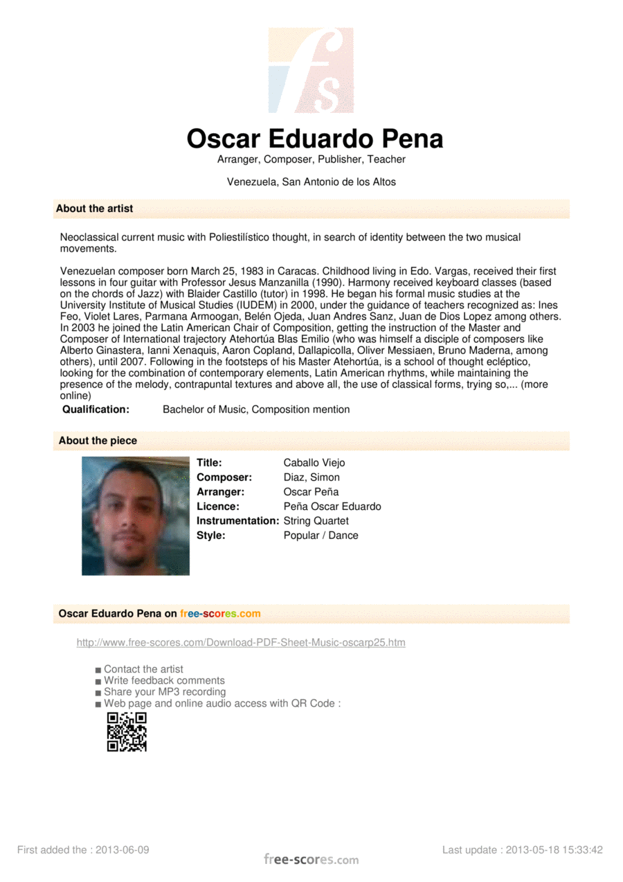 Caballo Viejo String Quartet scores gallery preview page 1