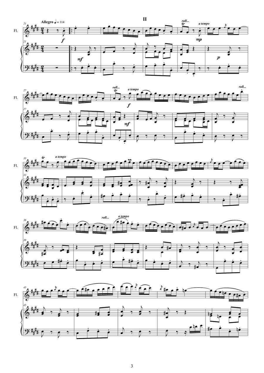 Bach - Flute Sonata in E major BWV 1035 for Flute and Harpsichord or Piano Flute scores gallery preview page 3