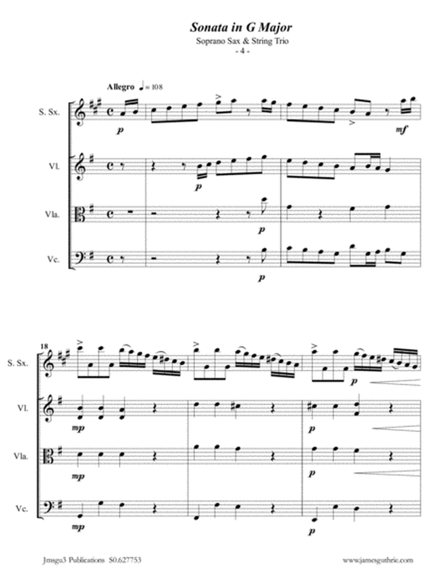 Telemann: Sonata in G Major for Soprano Sax & String Trio image number null