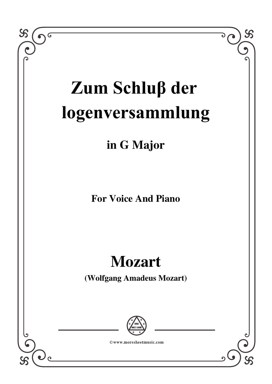 Mozart-Zum Schluβ der logenversammlung,in G Major,for Voice and Piano