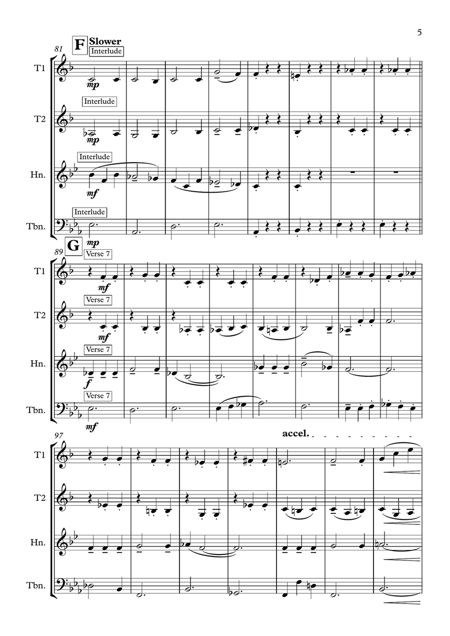 Eton Boating Song Brass Quartet scores gallery preview page 5