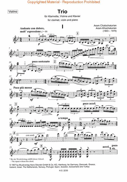 Trio for Clarinet, Violin and Piano