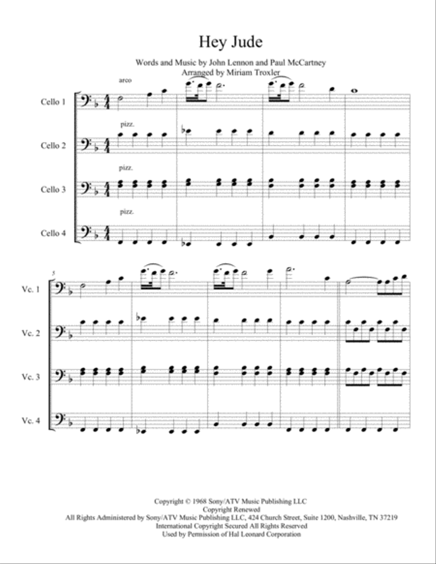 Hey Jude Hey Jude Cello scores gallery preview page 2