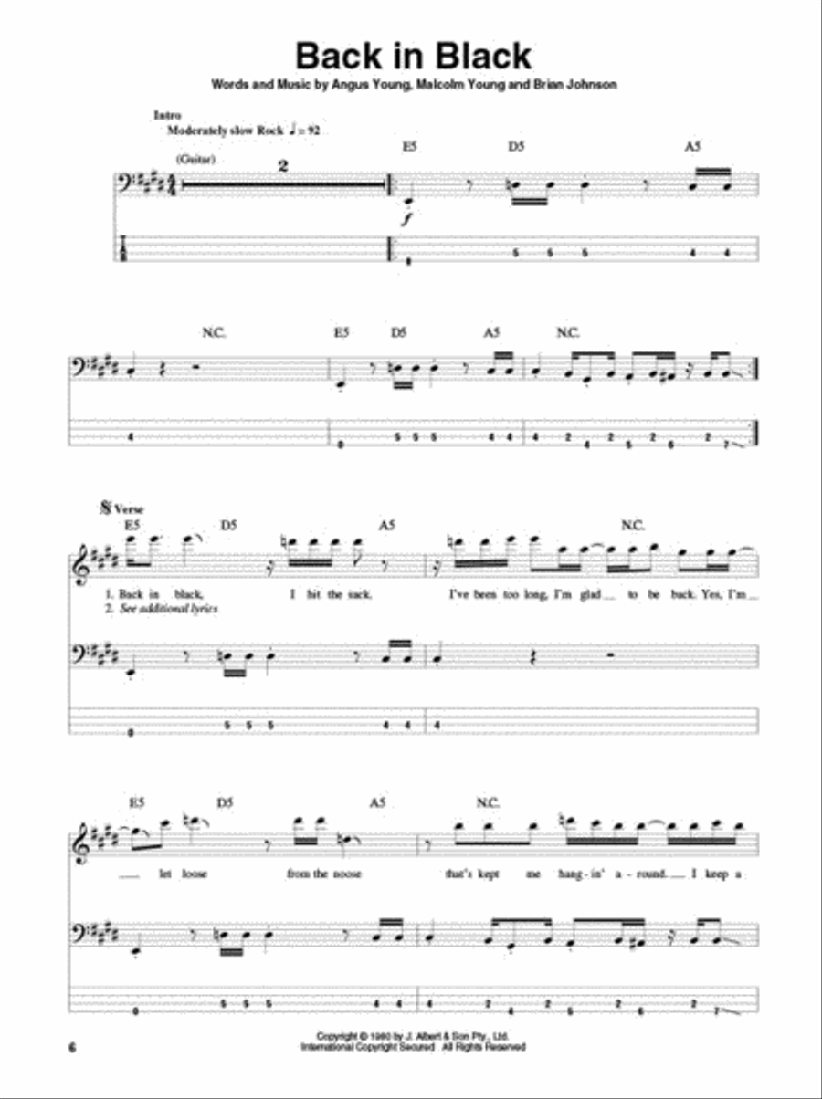 AC/DC Bass Guitar Tablature scores gallery preview page 3