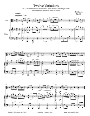 Beethoven: 12 Variations Op. 66 for Viola and Piano