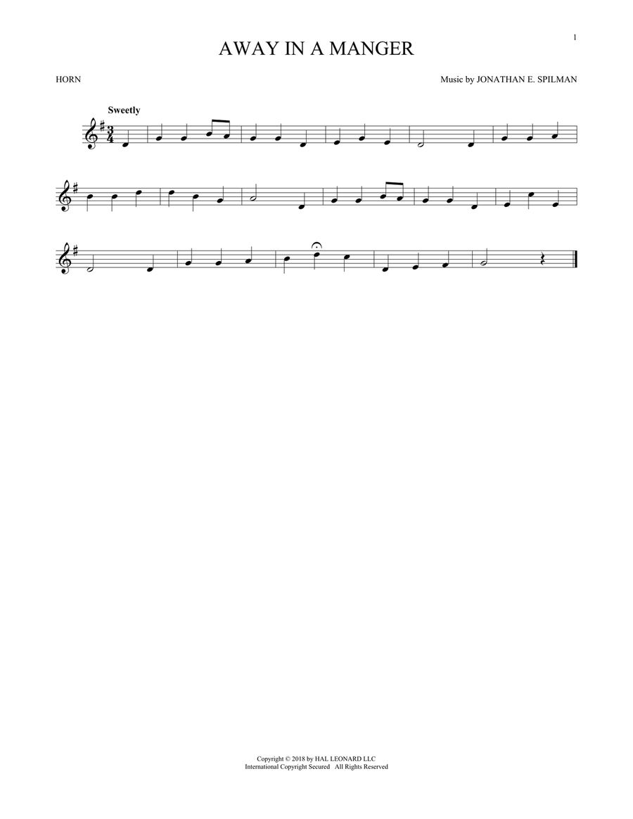 Away In A Manger Horn Solo scores gallery preview page 1