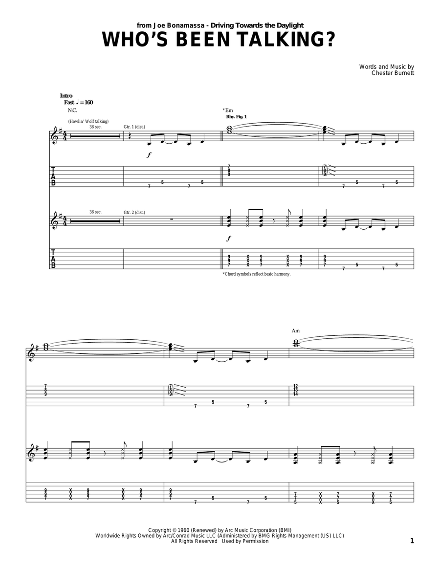 Who's Been Talking Who's Been Talking Electric Guitar scores gallery preview page 1