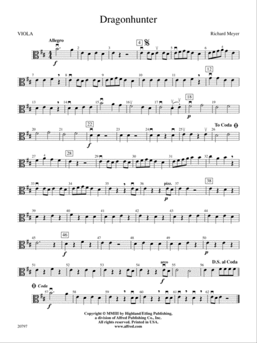 Dragonhunter: Viola String Orchestra scores gallery preview page 1