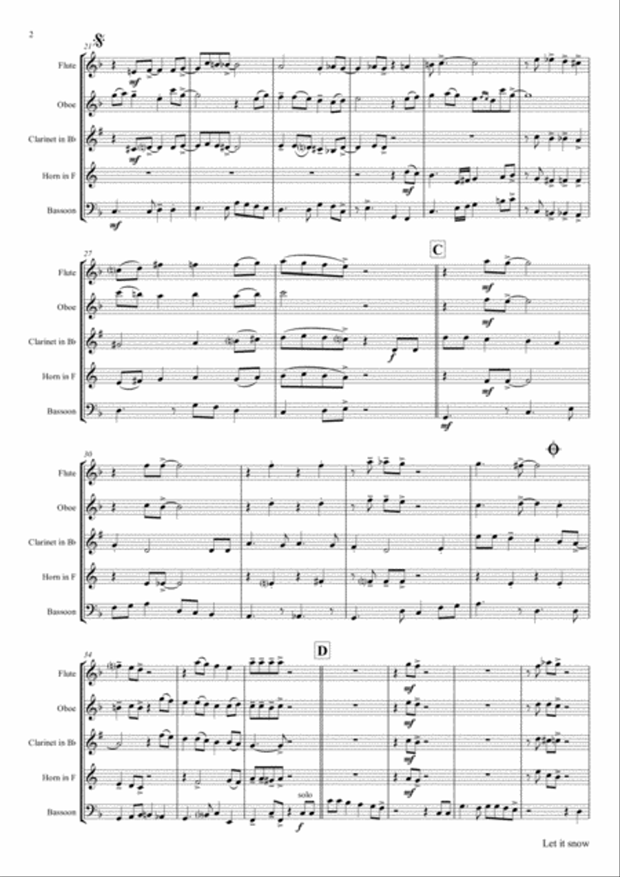 Let It Snow! Let It Snow! Let It Snow! Woodwind Quintet scores gallery preview page 2