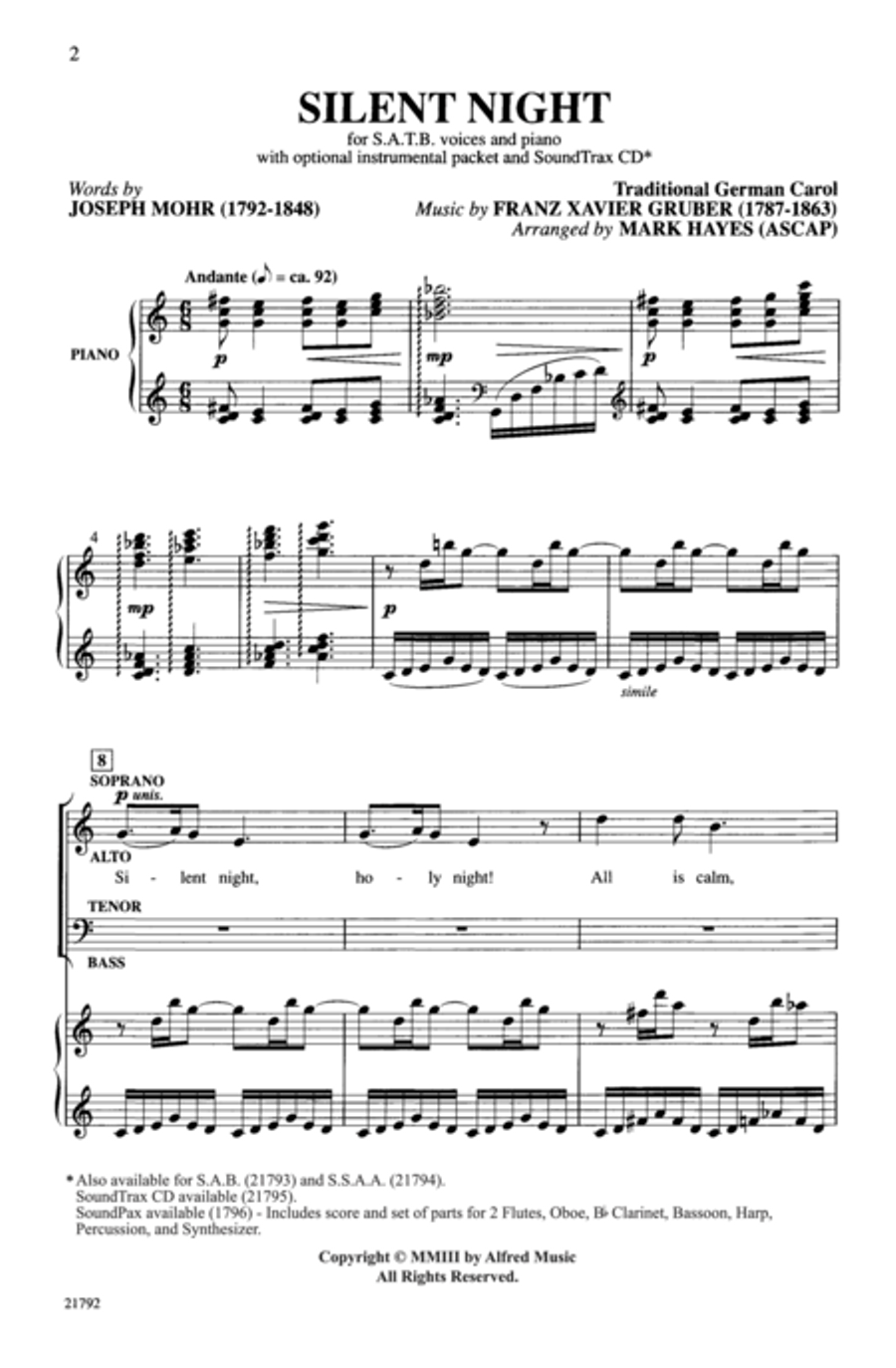 Silent Night Silent Night 4-Part scores gallery preview page 2