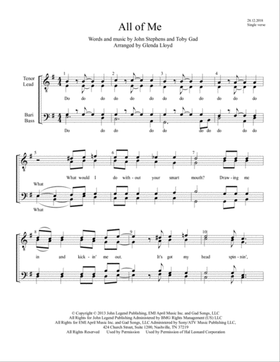 All Of Me TTBB scores gallery preview page 1
