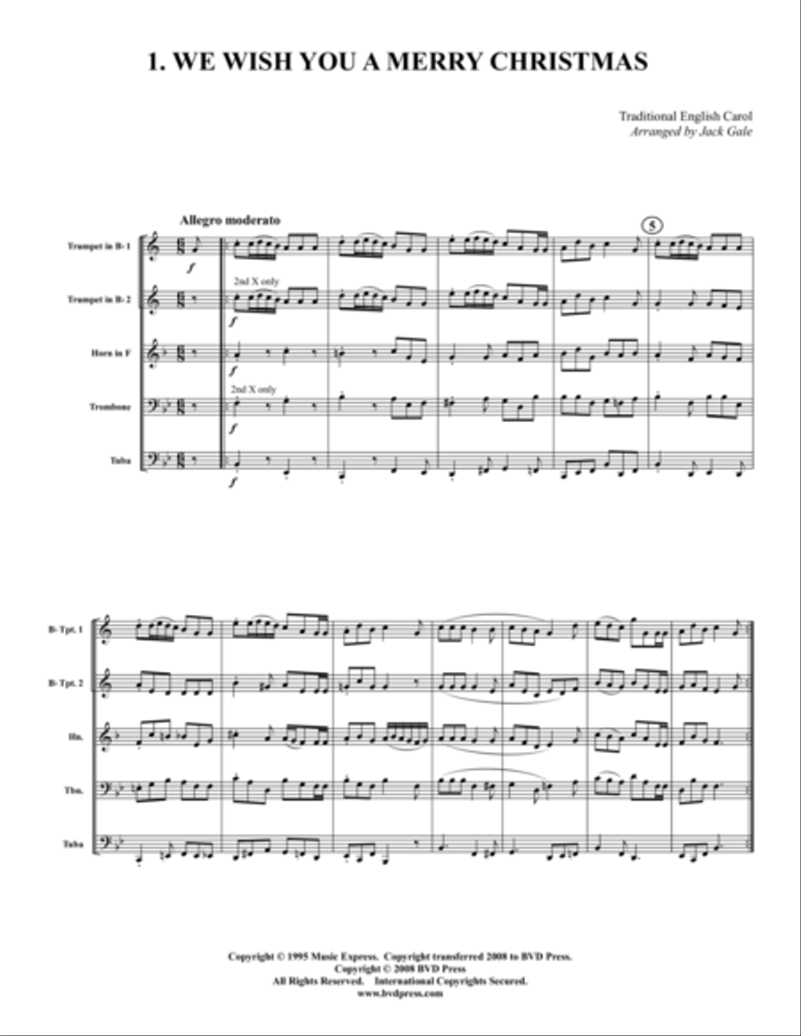 Twelve Christmas Carols Brass Quintet scores gallery preview page 1