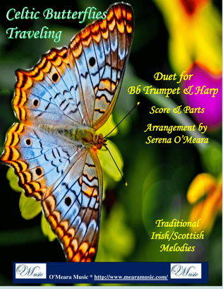 Book cover for Celtic Butterflies Traveling, Duet for Bb Trumpet and Harp