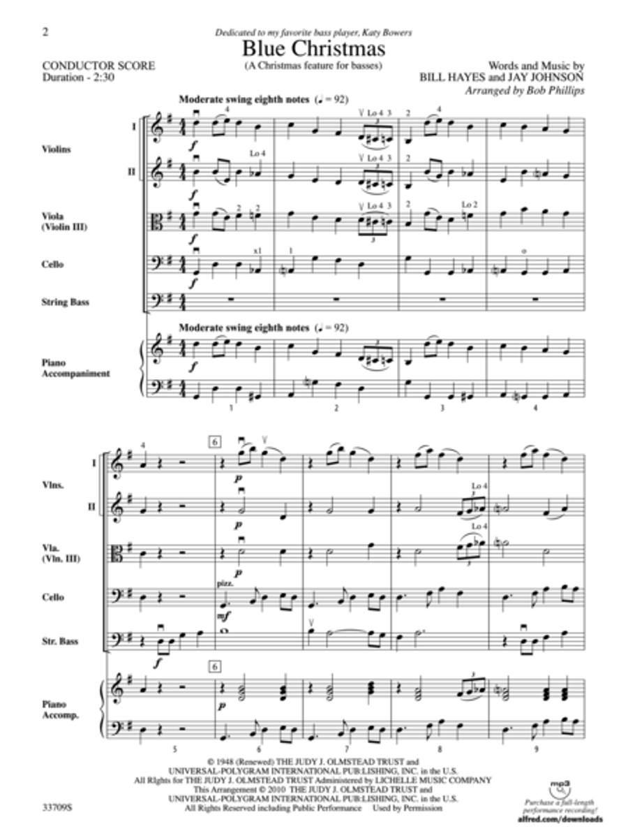 Blue Christmas Blue Christmas String Orchestra scores gallery preview page 2