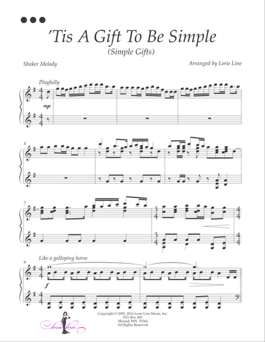 'Tis A Gift To Be Simple (Simple Gifts) Piano Solo scores gallery preview page 2