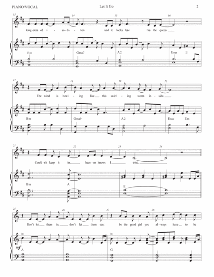 Let It Go (from Frozen) Tenor Voice scores gallery preview page 3