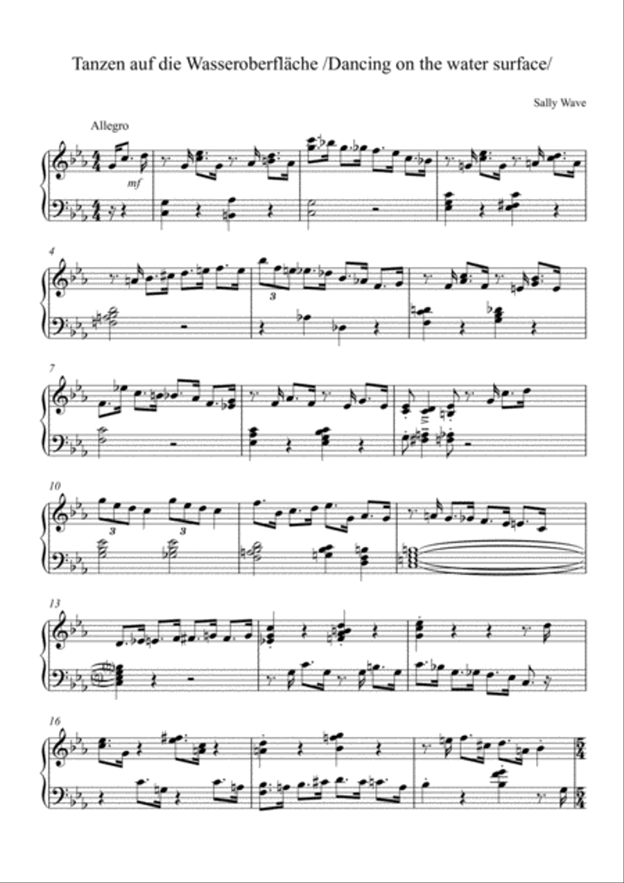 Tanzen auf die Wasseroberfläche /Dancing on the water surface/ Piano Method scores gallery preview page 2