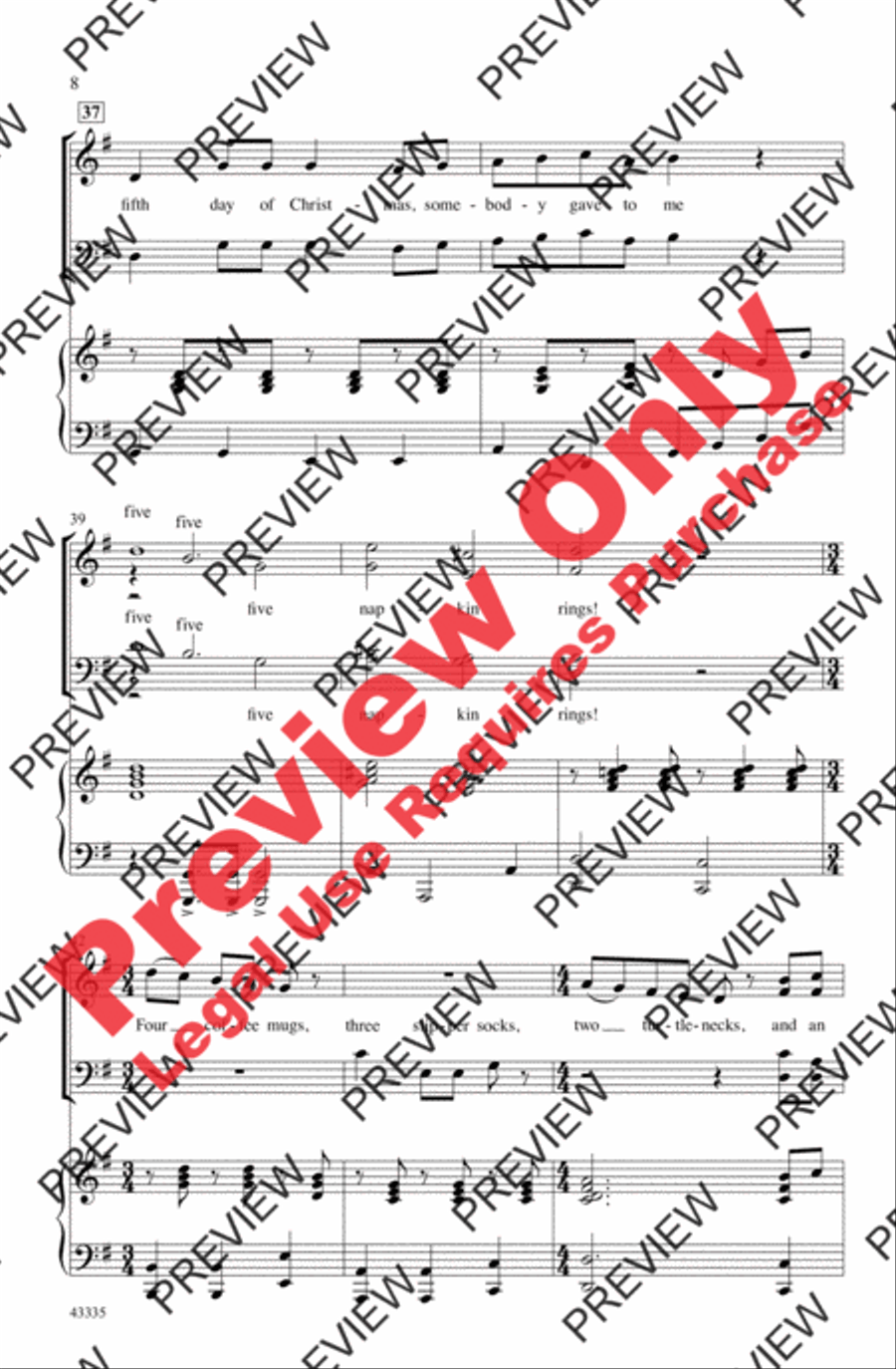 The Twelve Days of a Regifted Christmas 4-Part scores gallery preview page 8