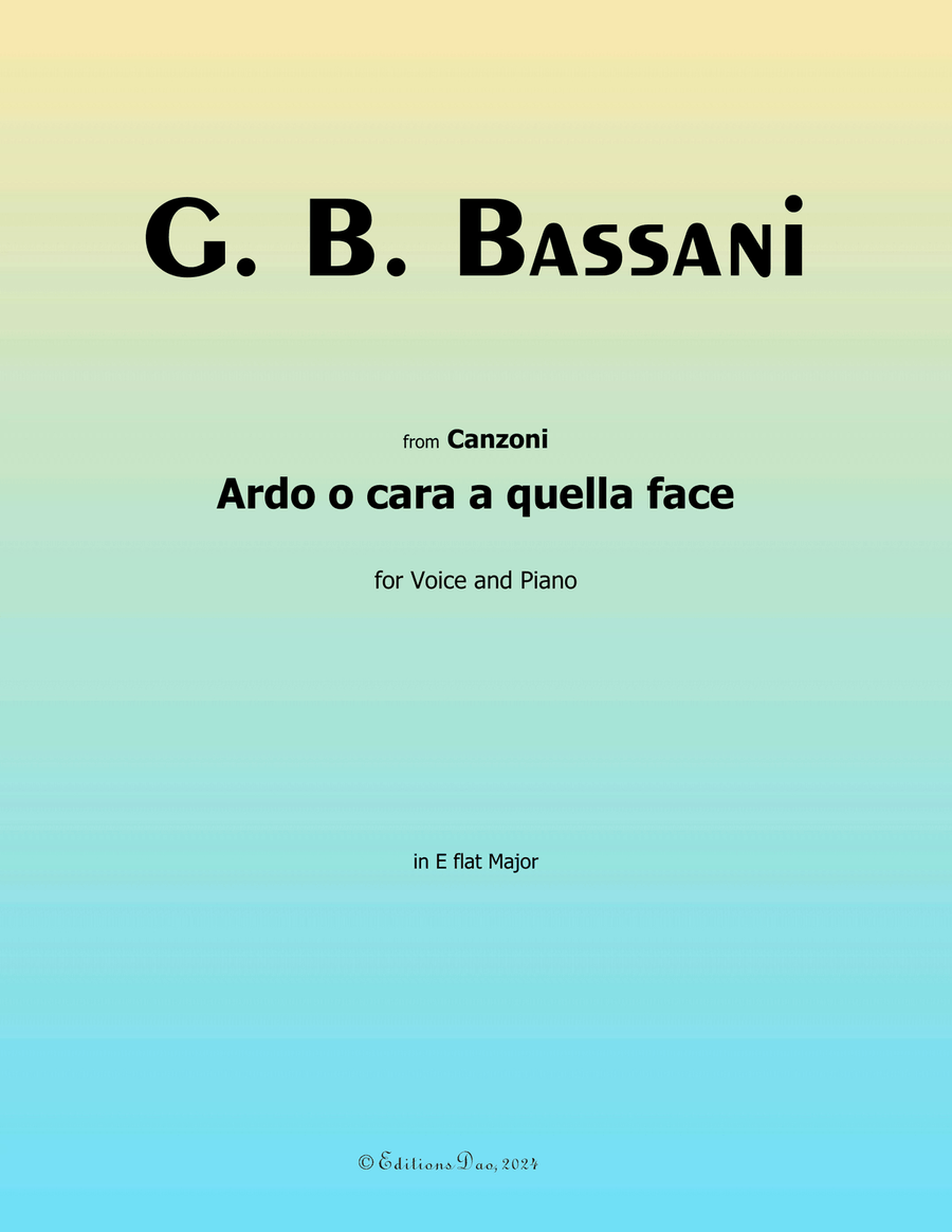 Ardo o cara a quella face, by Bassani, in E flat Major Voice scores gallery preview page 1