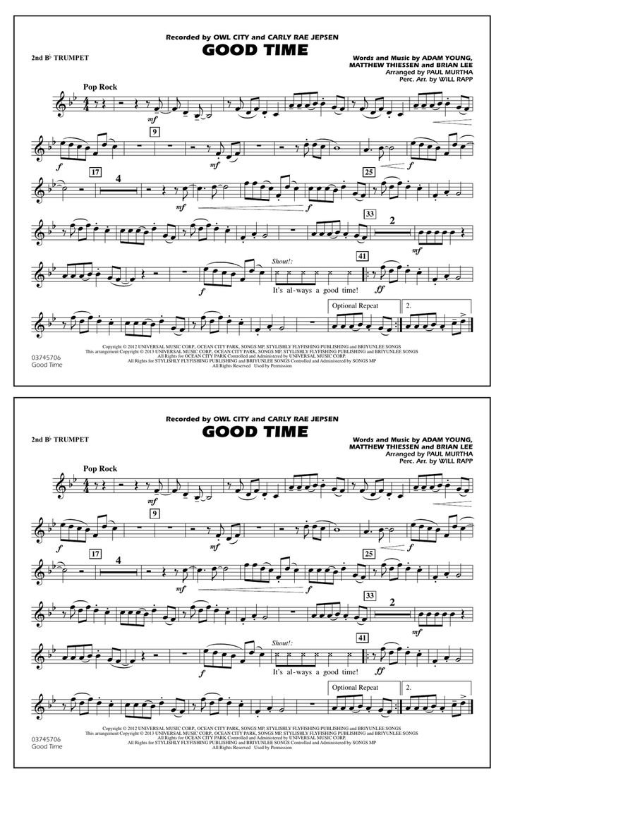 Good Time - 2nd Bb Trumpet Marching Band scores gallery preview page 1