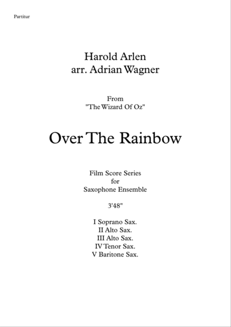 Over The Rainbow (from The Wizard Of Oz) Saxophone Quintet scores gallery preview page 2