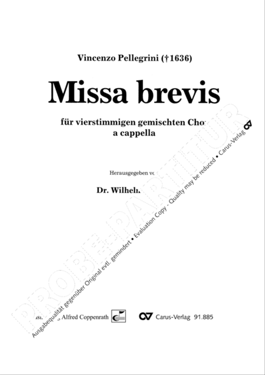 Missa brevis in D minor Missa brevis in D minor 4-Part scores gallery preview page 2