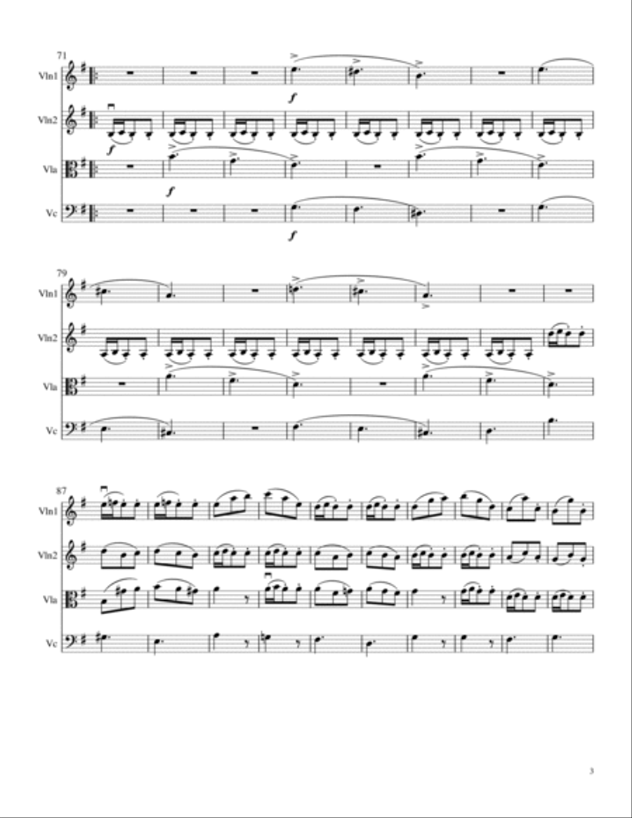Mozart String Quartet #3 in G Major, K.156, 134b String Quartet scores gallery preview page 4