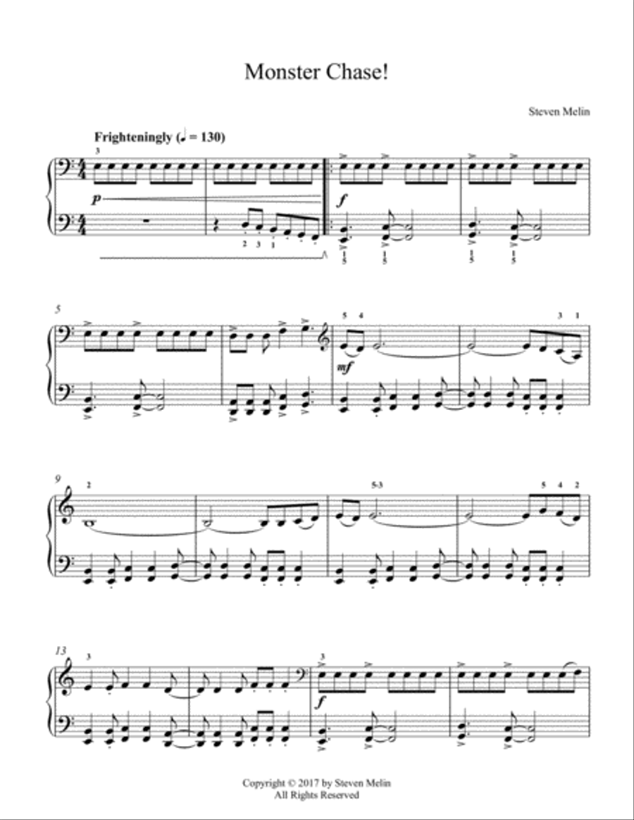 Monster Chase! – cinematic Piano Solo (Early Intermediate) Piano Method scores gallery preview page 1