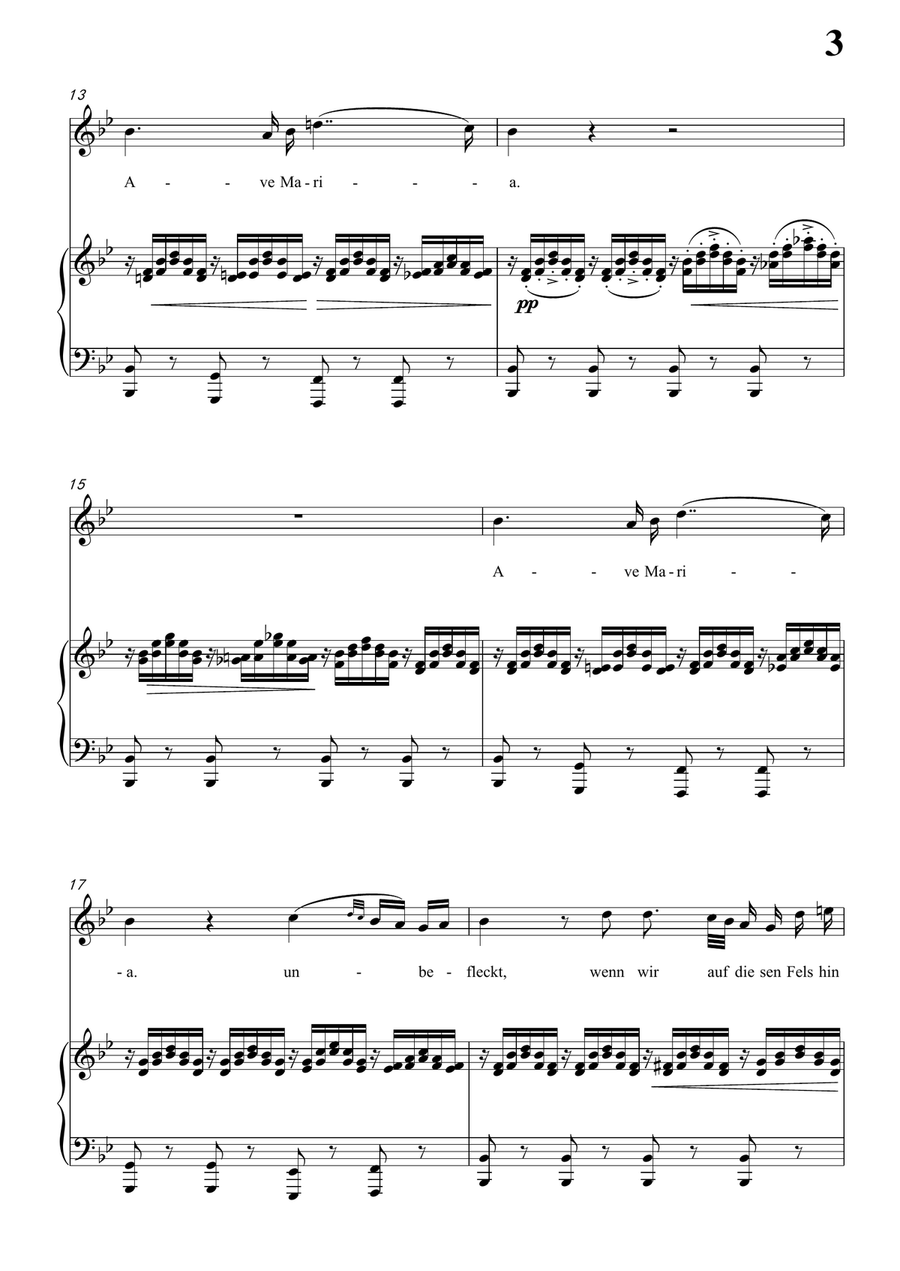 Schubert - Ave Maria for voice and piano (in B flat Key) Piano, Vocal scores gallery preview page 3