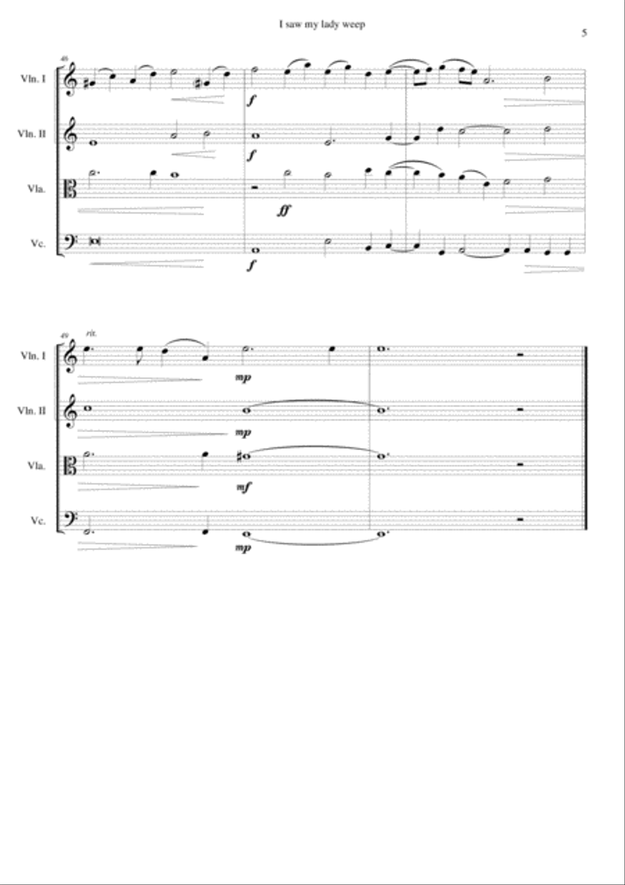 I saw my lady weep for string quartet String Quartet scores gallery preview page 5