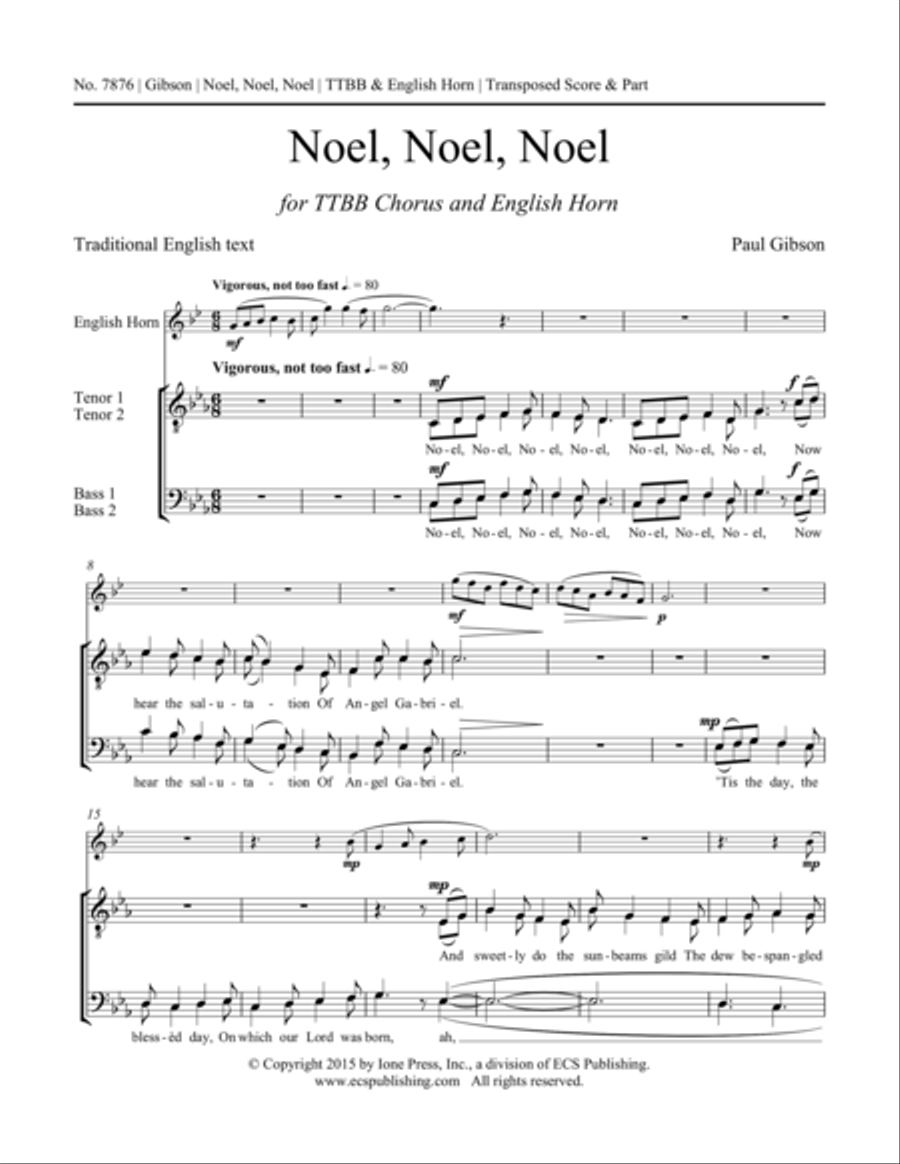 Noel, Noel, Noel Noel, Noel, Noel TTBB scores gallery preview page 1