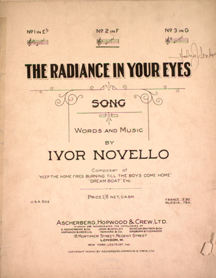 Book cover for The Radiance in Your Eyes. Song