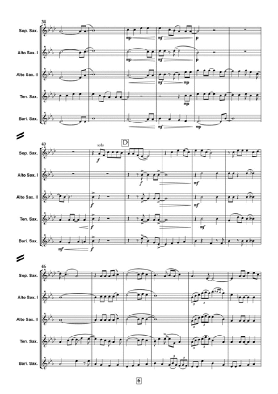 Chicken Fried Saxophone Quintet scores gallery preview page 6