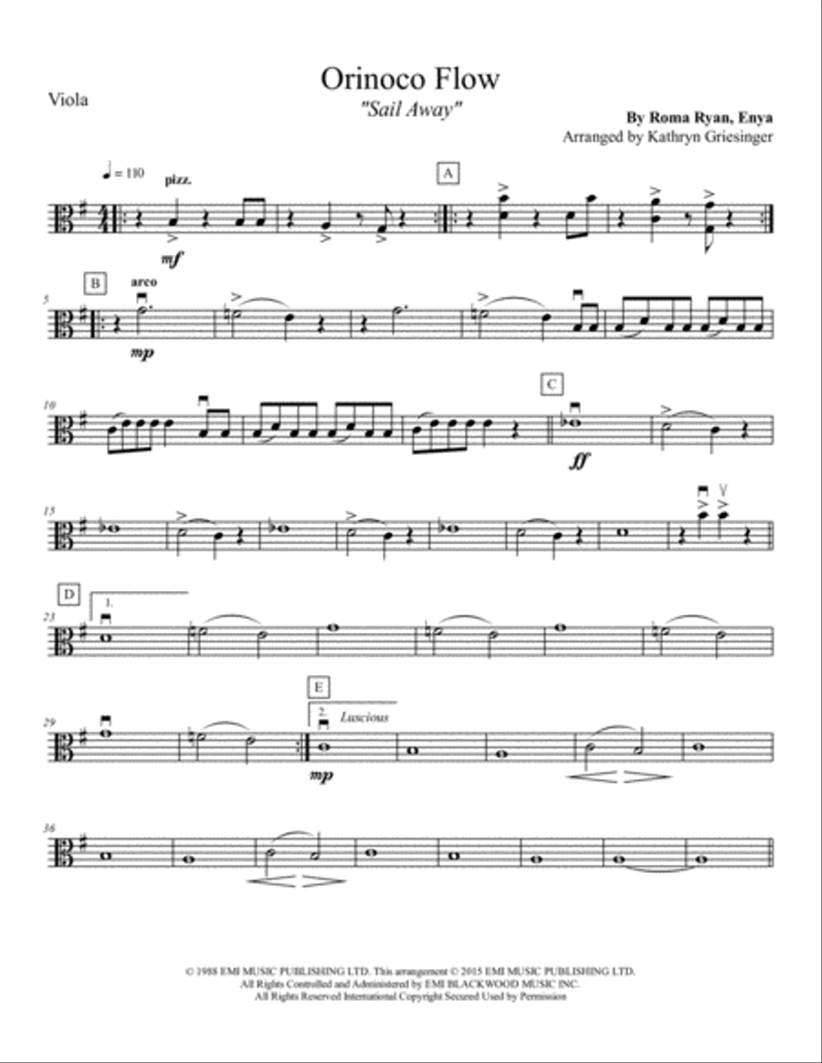 Orinoco Flow String Quartet scores gallery preview page 5