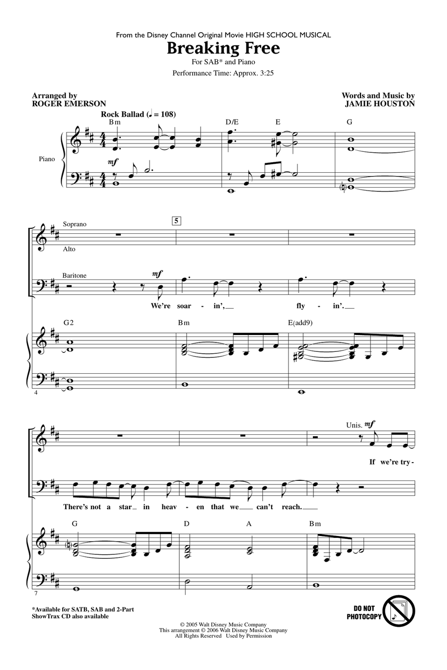 Breaking Free (from High School Musical) (arr. Roger Emerson) 3-Part scores gallery preview page 1