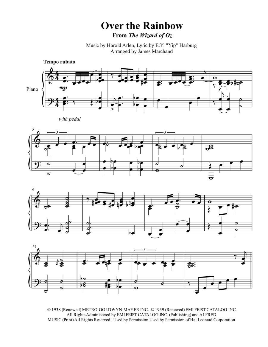 Over The Rainbow (from The Wizard Of Oz) Piano Solo scores gallery preview page 1