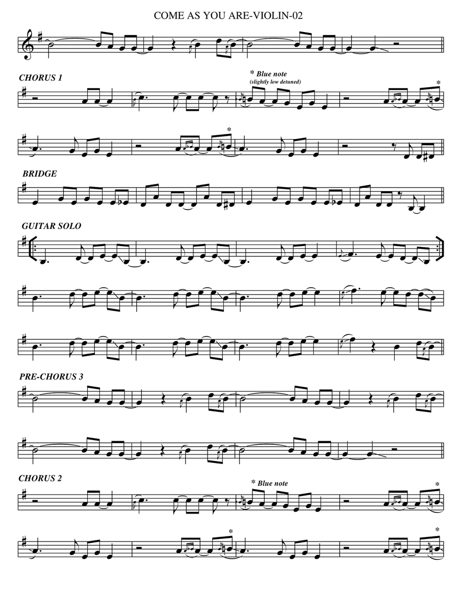 Come As You Are Violin Solo scores gallery preview page 2