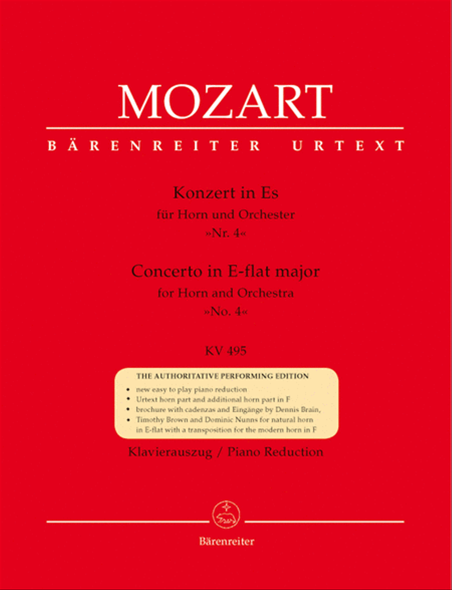 Concerto for Horn and Orchestra, No. 4 E flat major, KV 495 Piano scores gallery preview page 1
