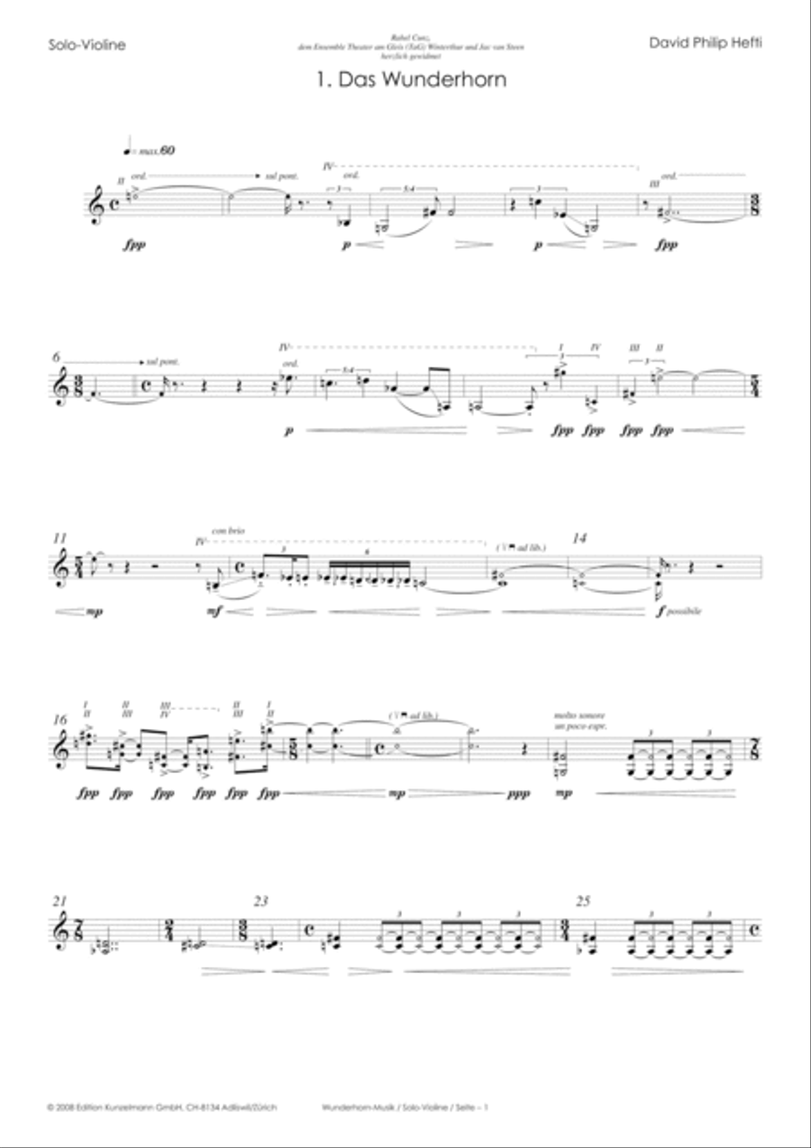 Wunderhorn-Musik, 7 sound pictures for violin and ensemble Violin scores gallery preview page 2