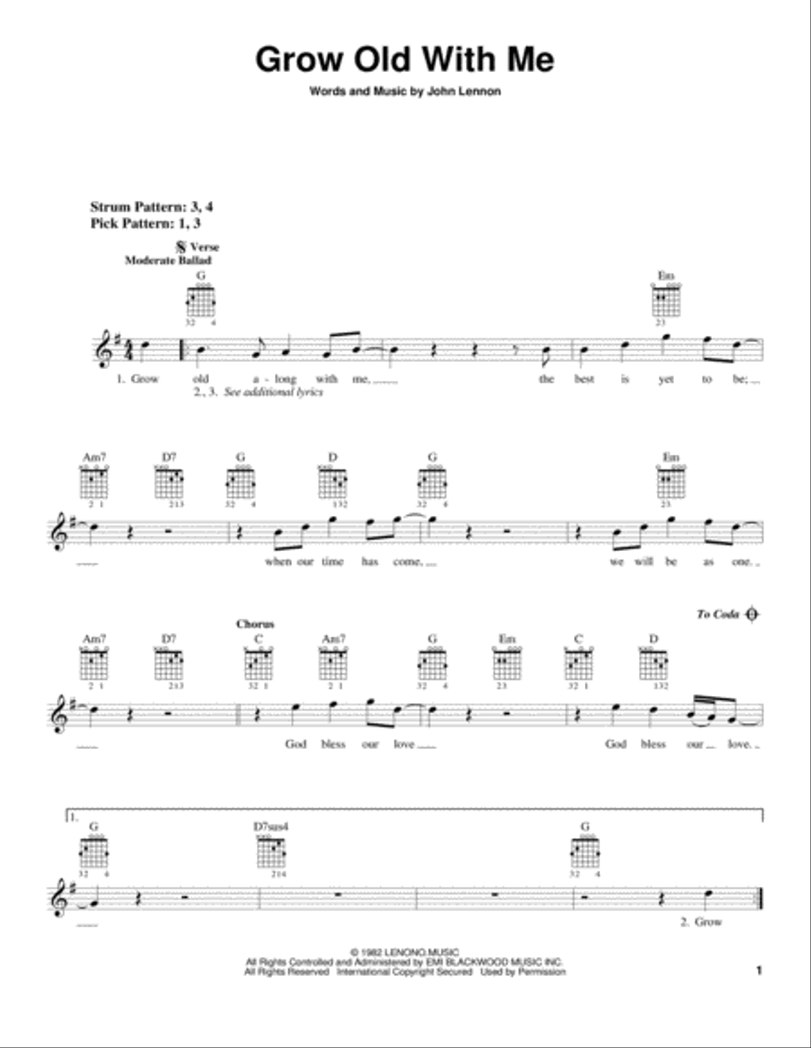 Grow Old With Me Acoustic Guitar scores gallery preview page 1