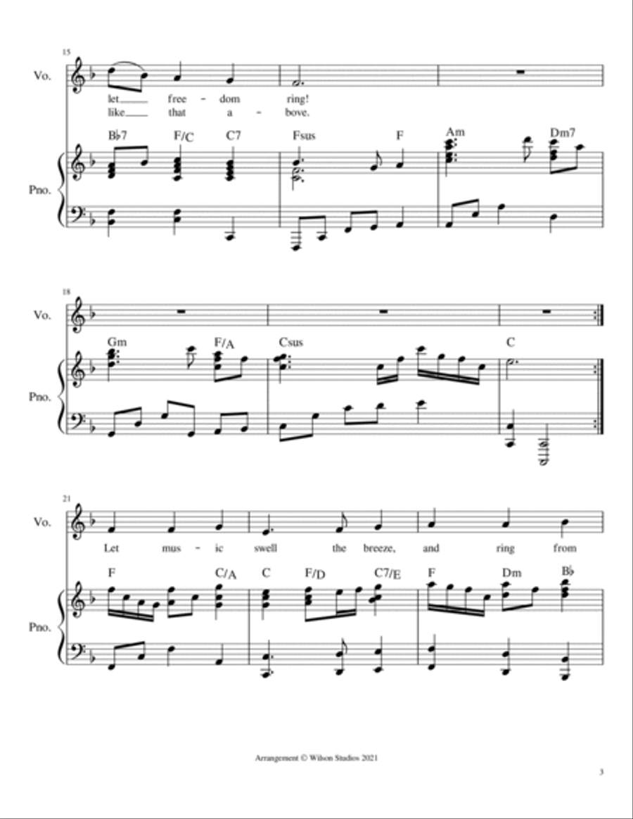 America (My Country 'Tis of Thee)--vocal solo (treble clef) Soprano Voice scores gallery preview page 3