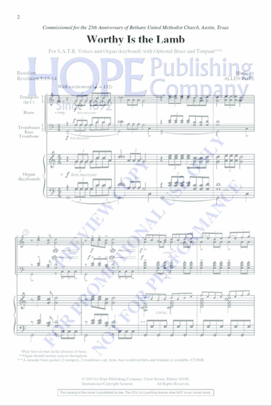 Worthy Is the Lamb Worthy Is the Lamb 4-Part scores gallery preview page 2