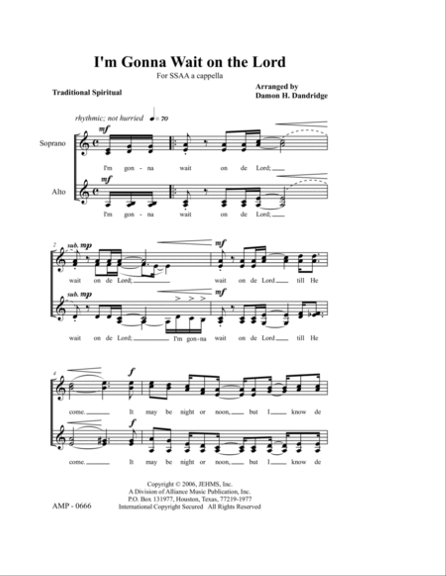 I'm Gonna Wait on the Lord SSAA scores gallery preview page 5