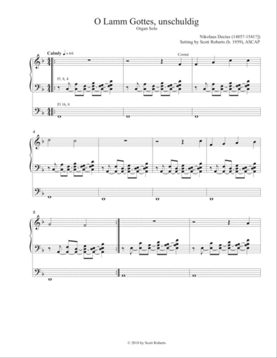 O Lamm Gottes, unschuldig / Jesu Kreuz, Leiden und Pein Organ Solo scores gallery preview page 1