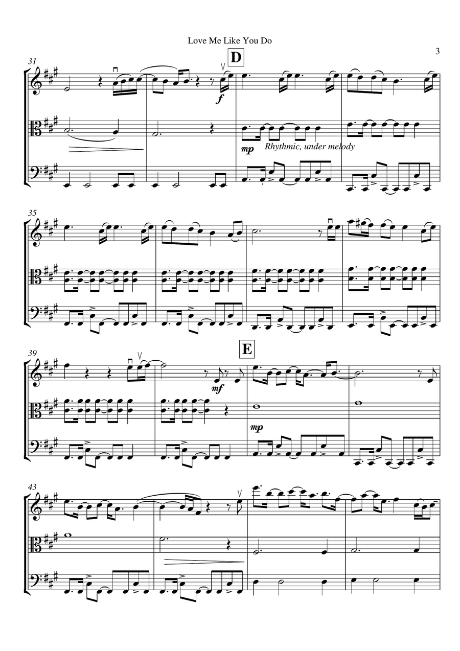 Love Me Like You Do String Trio scores gallery preview page 4