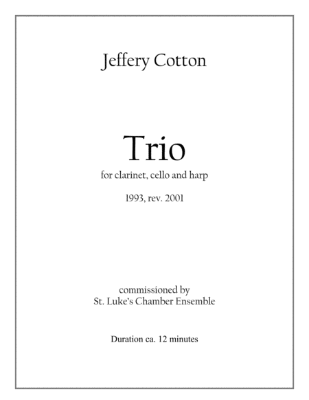 Trio for Cello, Clarinet, and Harp
