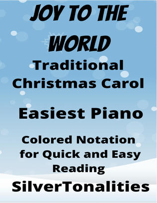 Book cover for Joy to the World Easy Piano Sheet Music with Colored Notation