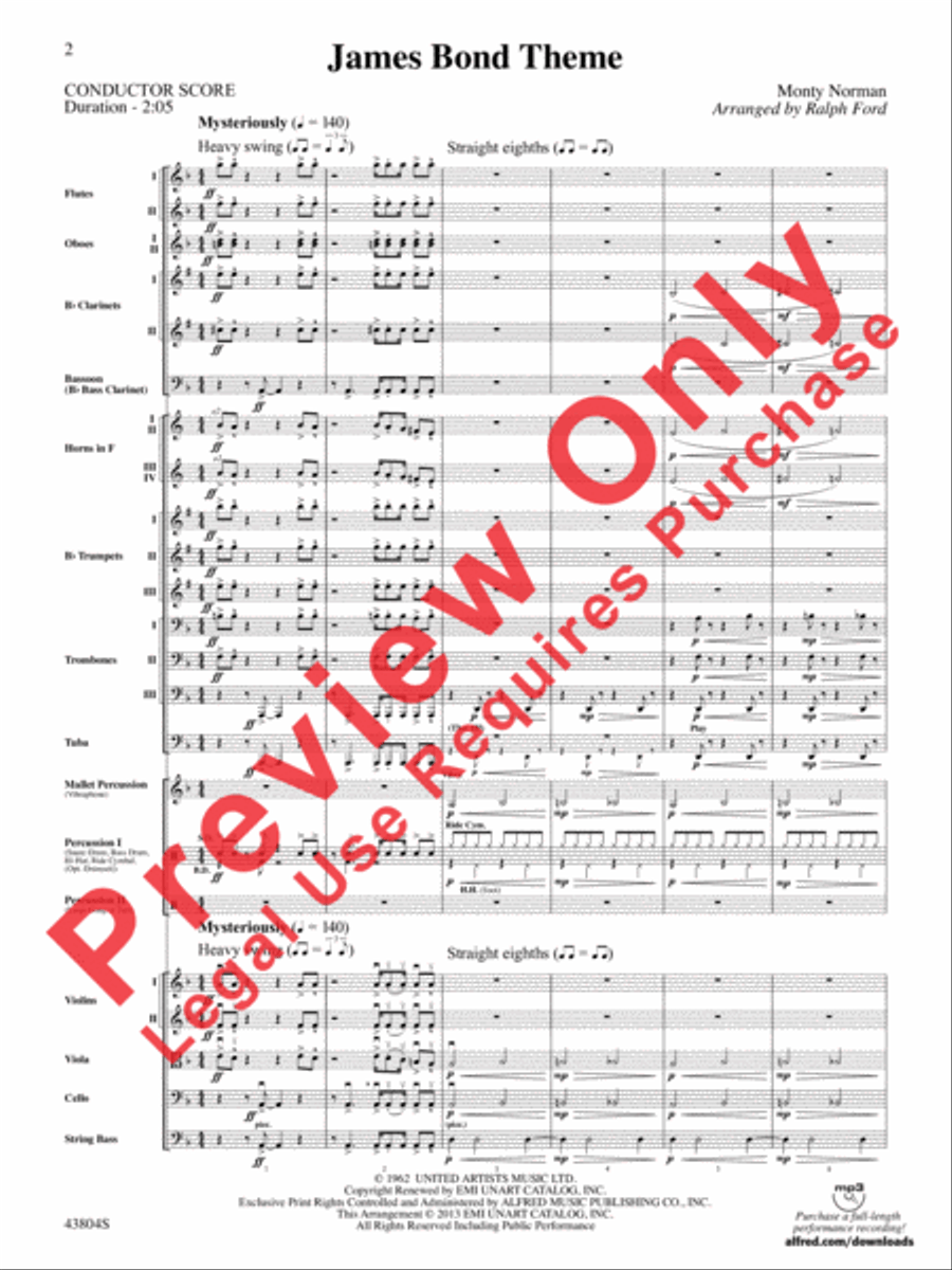 James Bond Theme Full Orchestra scores gallery preview page 3